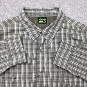 Koppen Shirt Mens 2XL Green No Fly Zone Repellent Vented Roll Tab Seersucker L/S